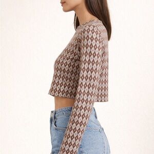 Primark Brown and Cream Diamond Crop Top